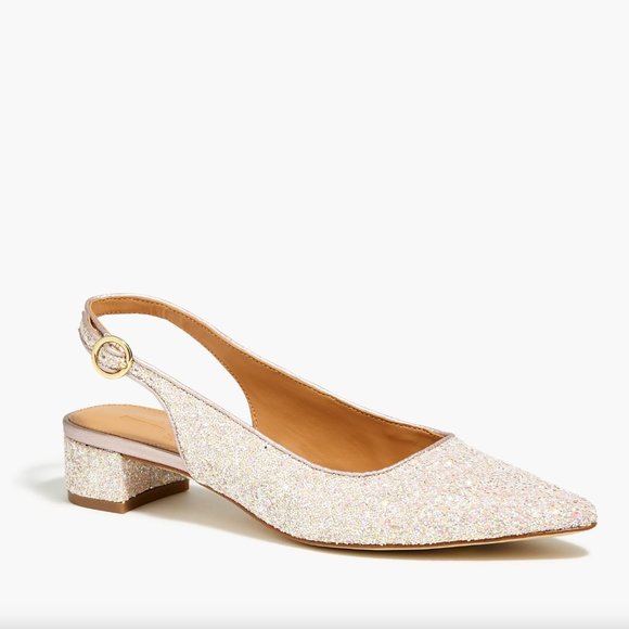 🚨 50% OFF BUNDLES! ENDS 12/7 🚨 NWOT J.Crew Factory Glitter slingback block heels - Picture 1 of 2